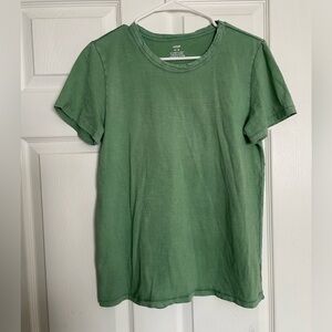 Aerie Soft Green Crew Neck Tee with Distressed Edges size Medium